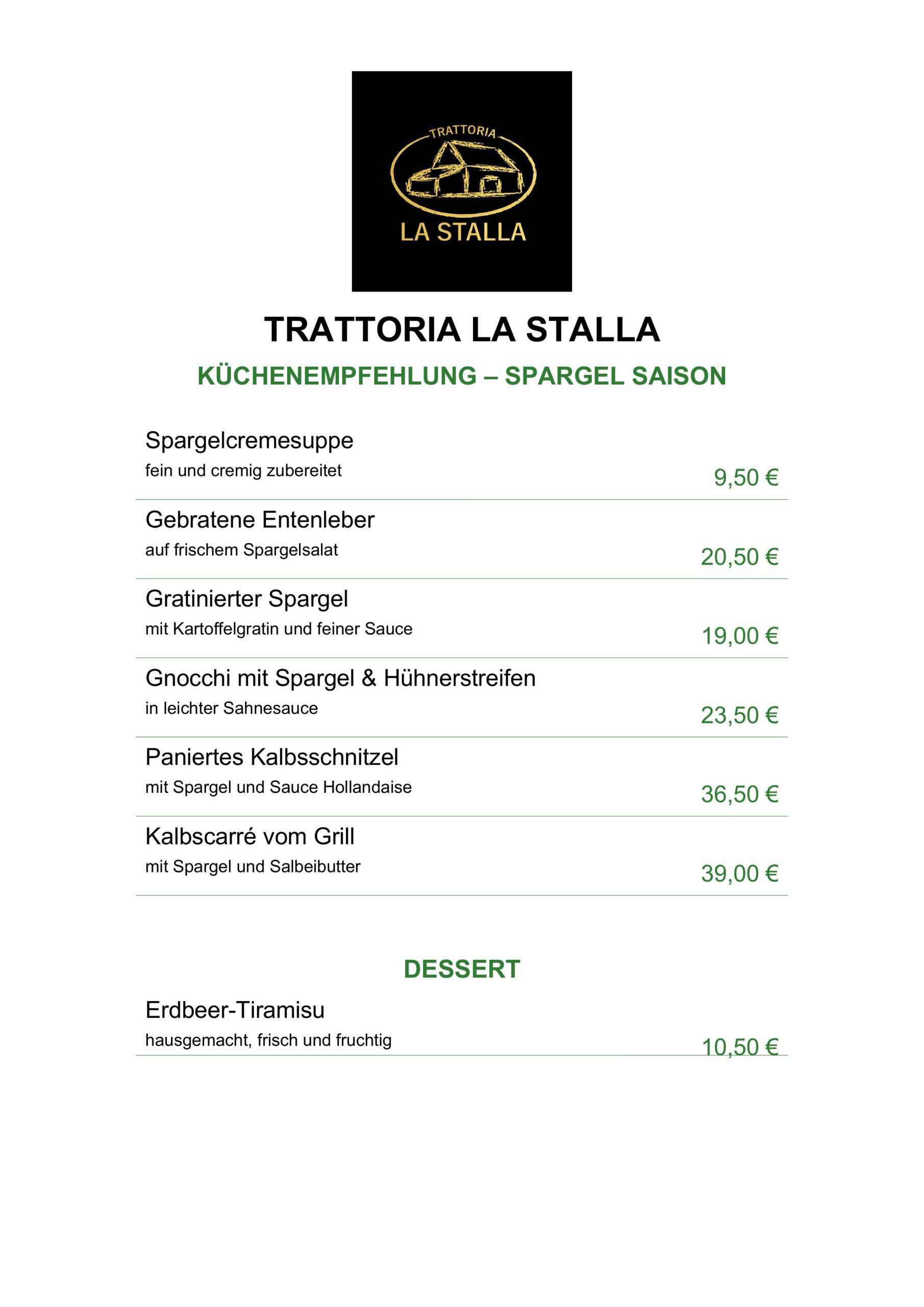 Spargelkarte La Stalla